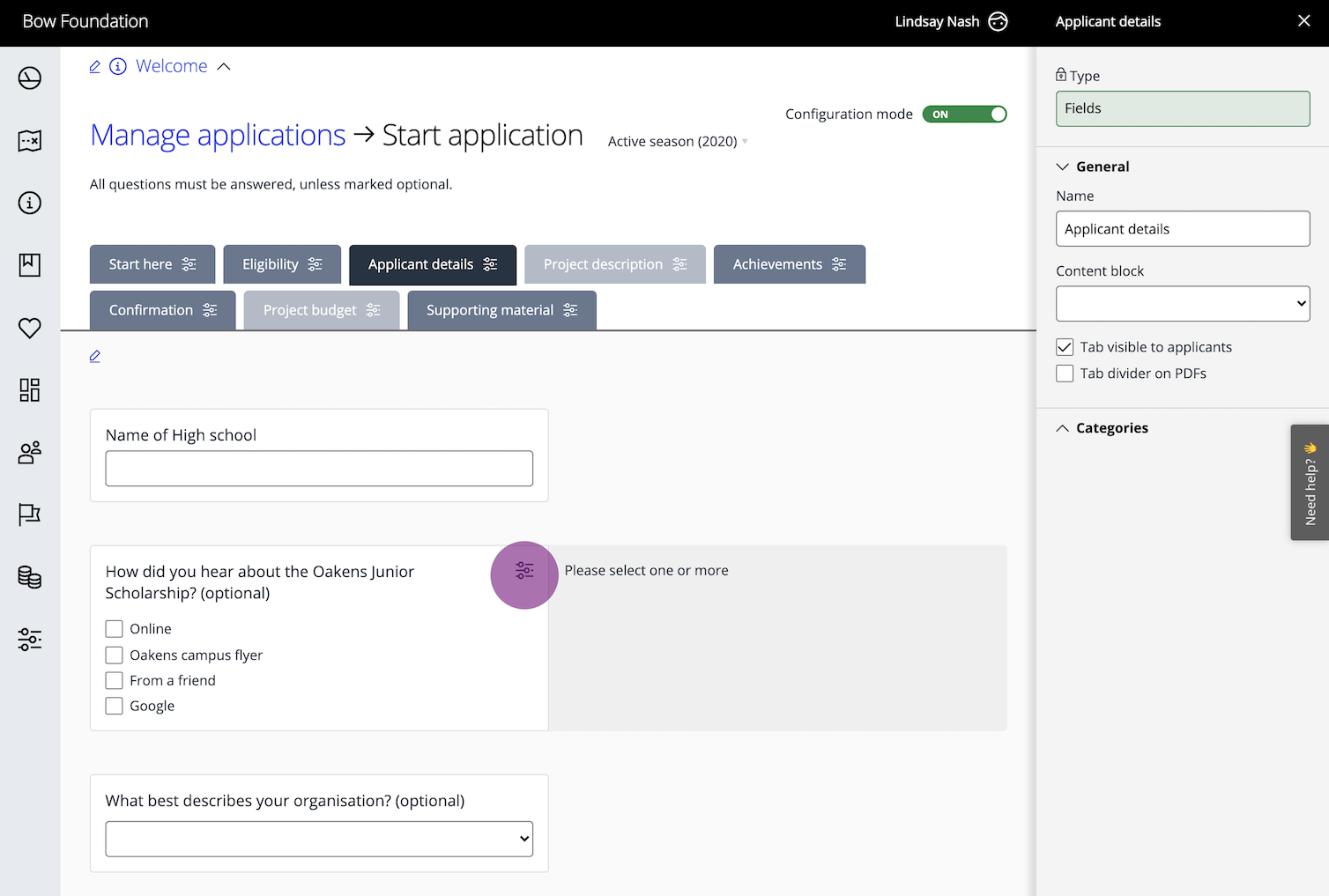 Good Grants application form