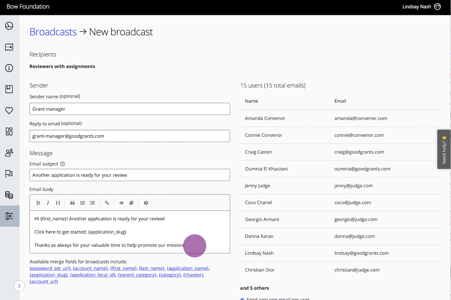 Communicate with grant reviewers