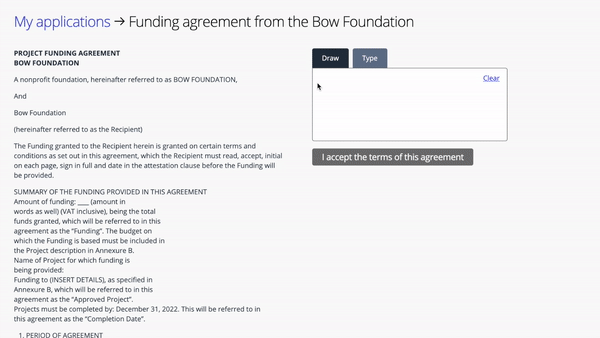 Wie man einen Vertrag in Good Grants unterzeichnet