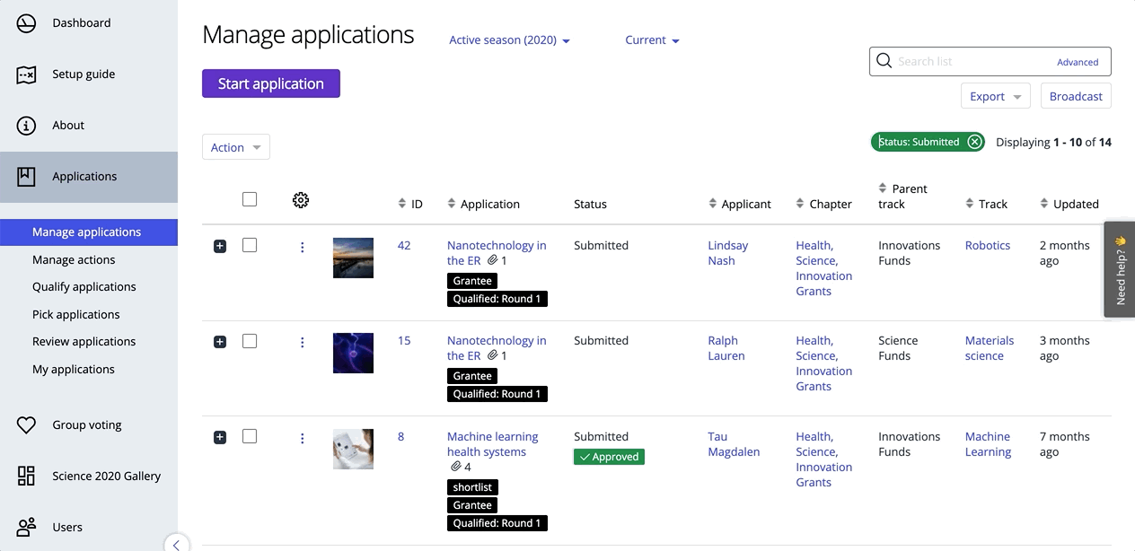 Massen-Wiedereinreichung in Good Grants