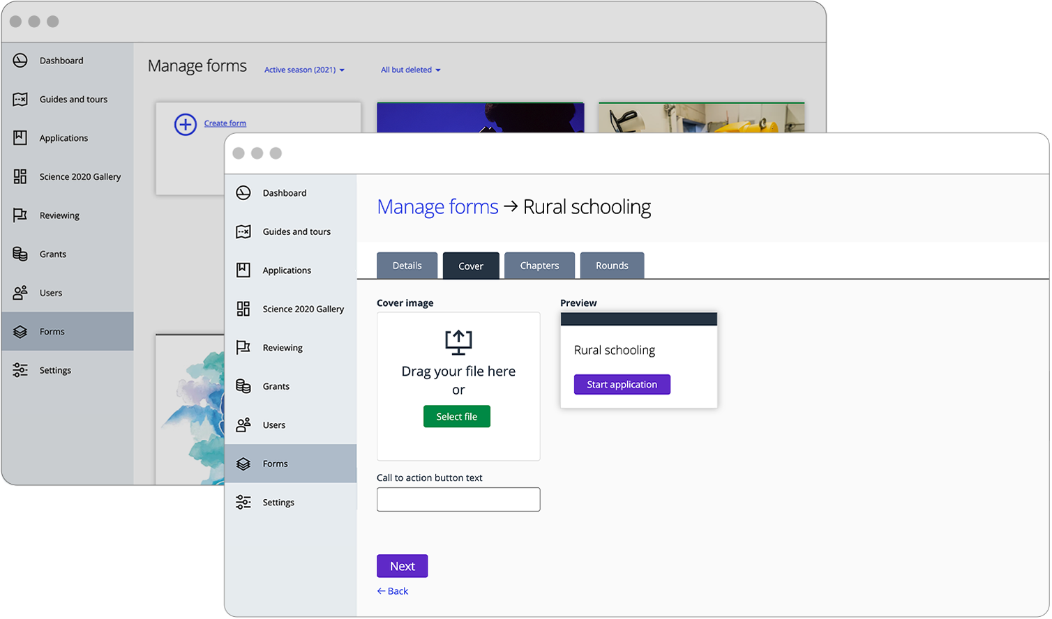 Upload cover image on form