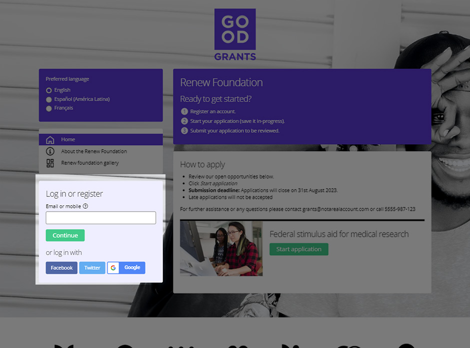 Registrieren und anmelden