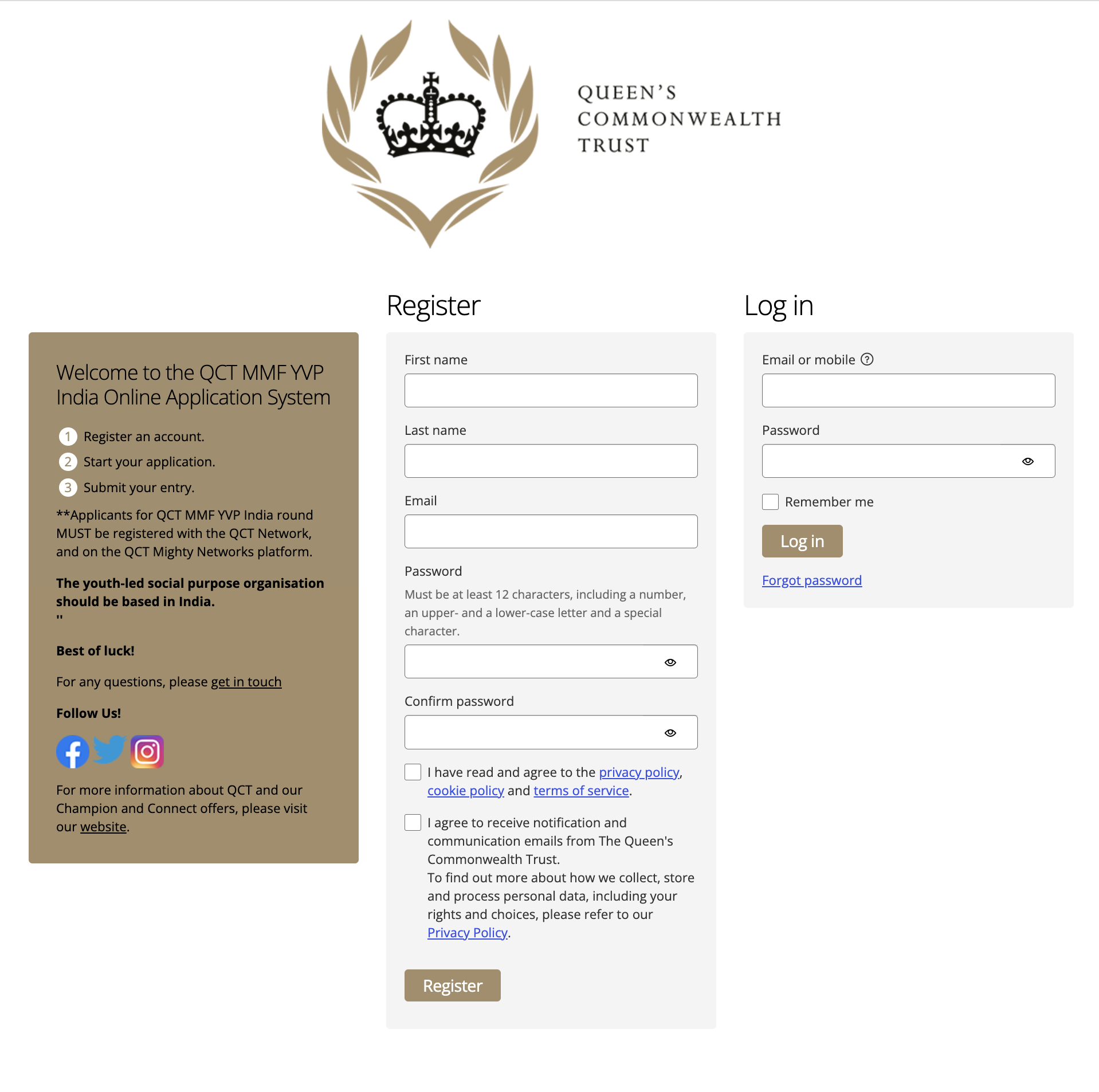 jinnYouity login page via Good Grants