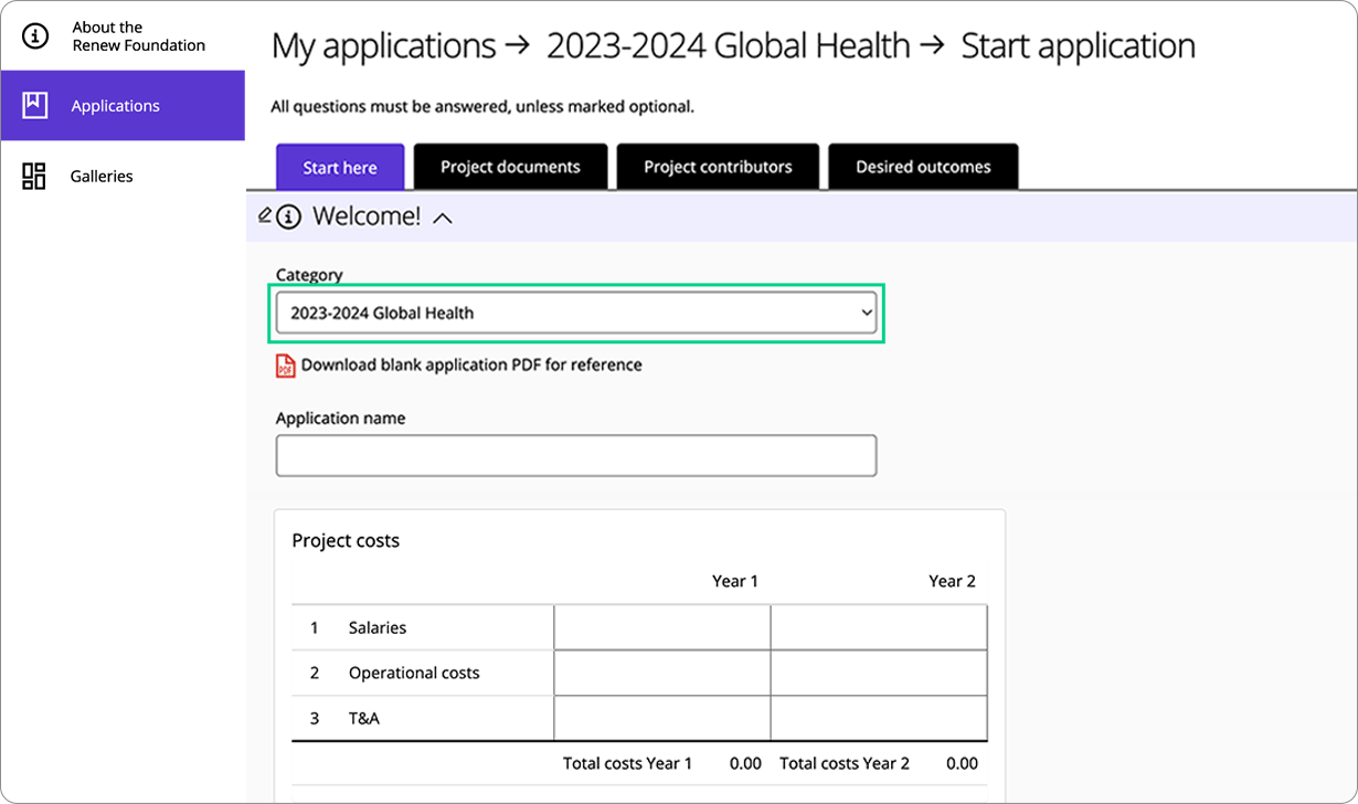 Good Grants interface showing the accessibility tab function in action