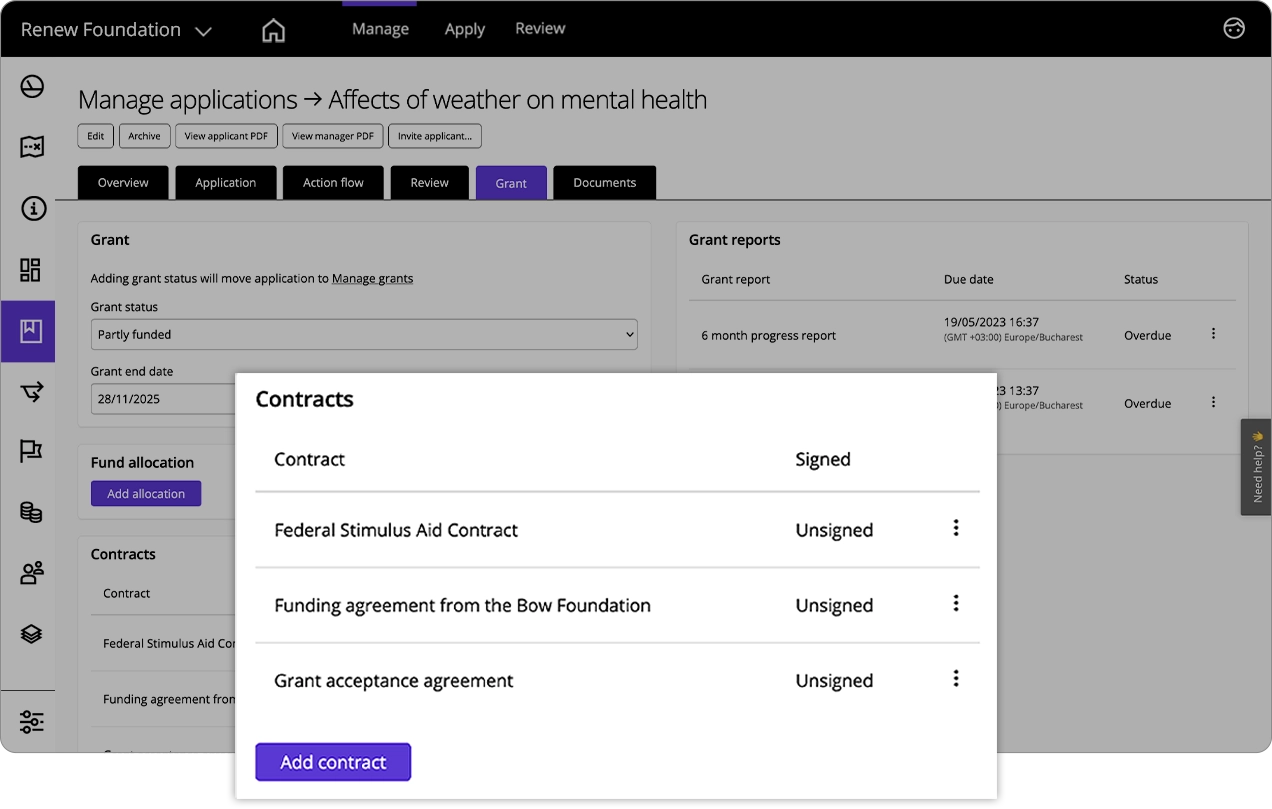 Good Grants assigned contracts