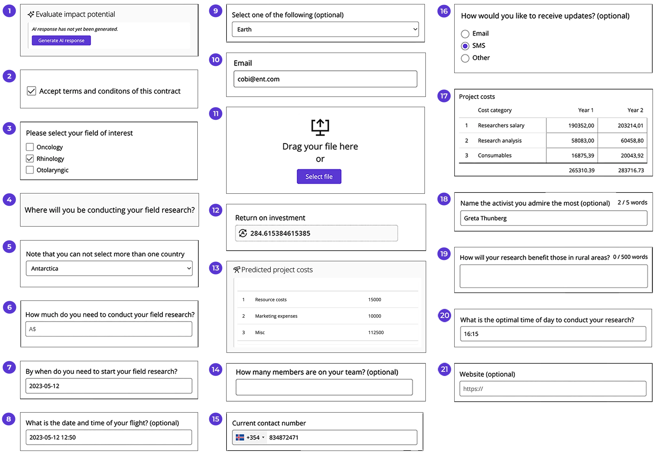 Good Grants form builder field types