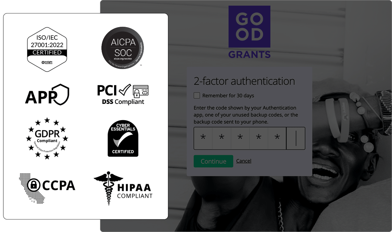 Graphic showing the Good Grants security compliance